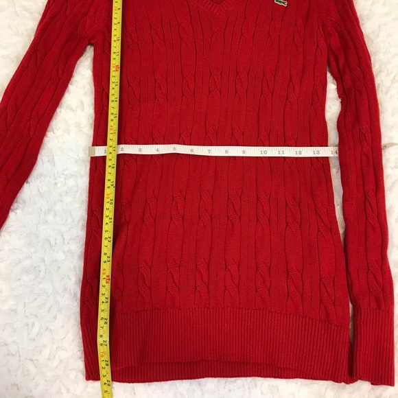 Lacoste Red V-Neck Sweater - Picture 7 of 7